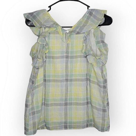 LOFT Women's Plaid Ruffle V-Back Shell Blouse size Small - Picture 6 of 9